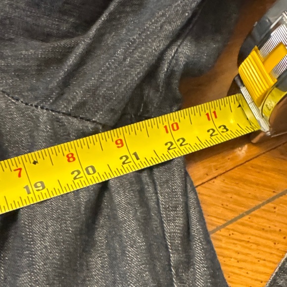 Dark Denim Trench Coat Fitted Button Up Jacket w/ Pockets Patterned Lining 2X - Picture 6 of 14